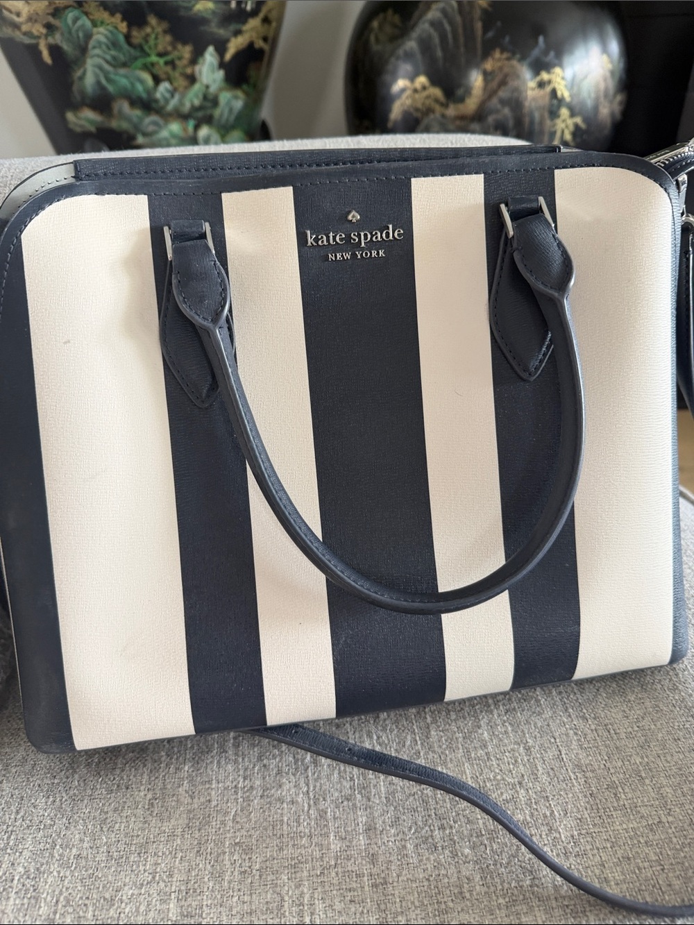 kate spade Striped Navy and White hand bag